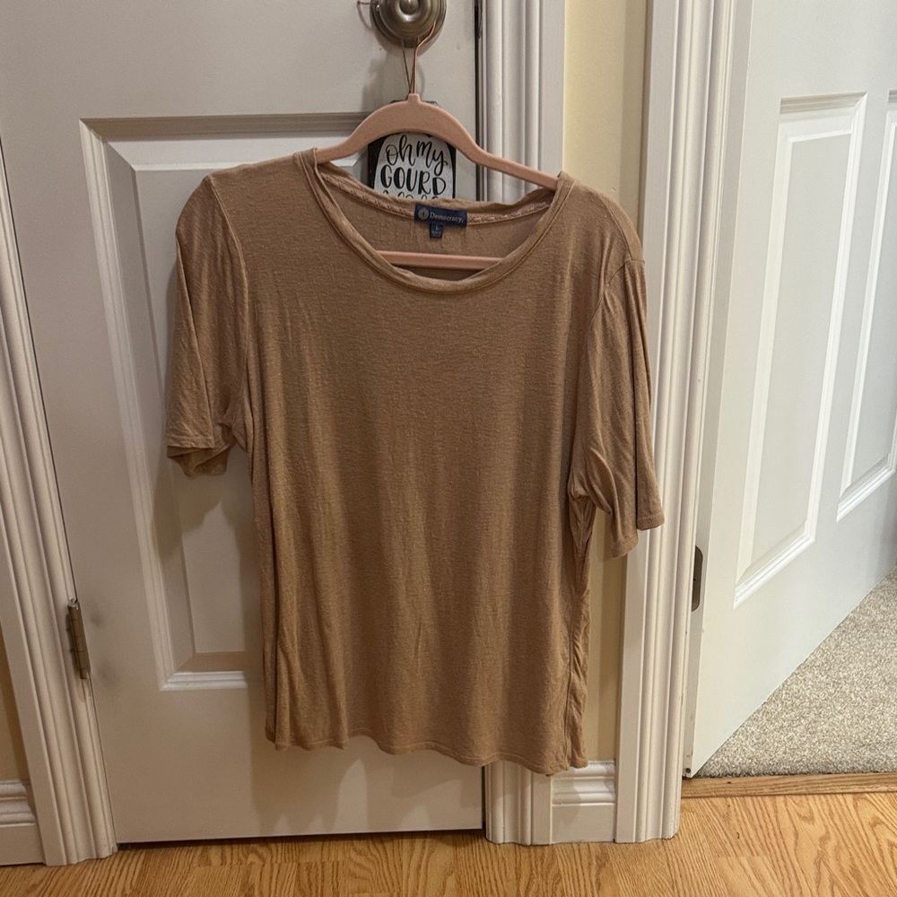 Democracy Women's Short Sleeve Tan Tee